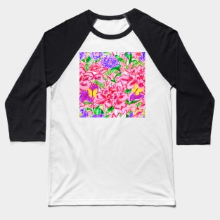 Modern chinoiserie flowers and butterflies Baseball T-Shirt